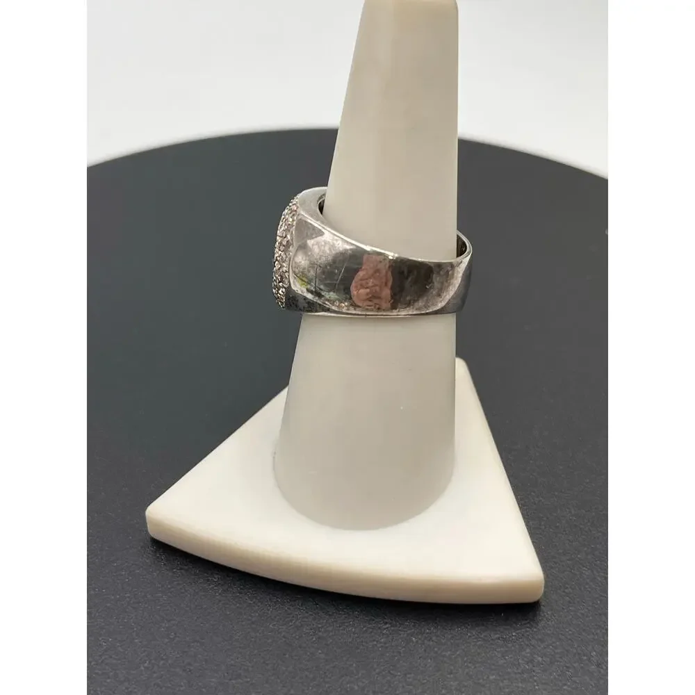 DBJ Designer Ladies Sterling Silver Rhinestone Cocktail Jewelry Ring‎ Size 8.25
